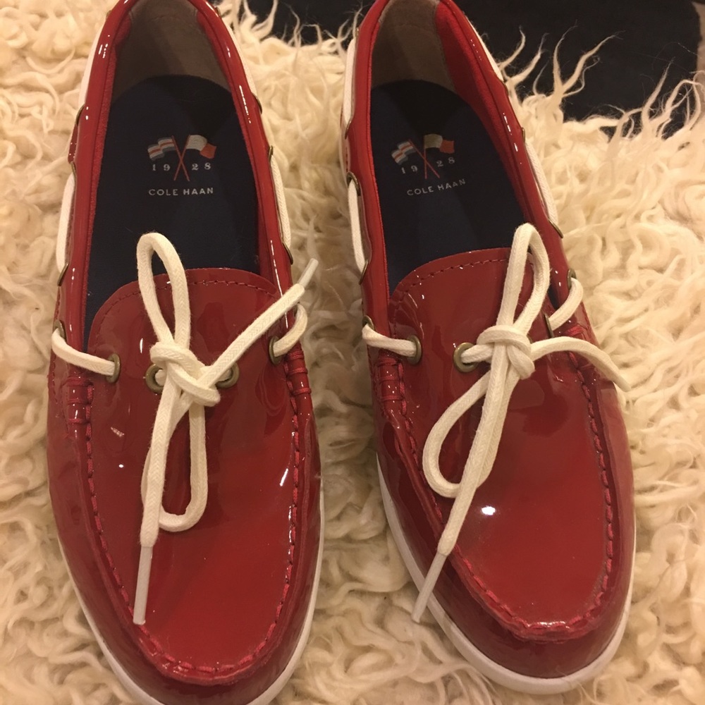 Cole Haan patent leather sperrys
